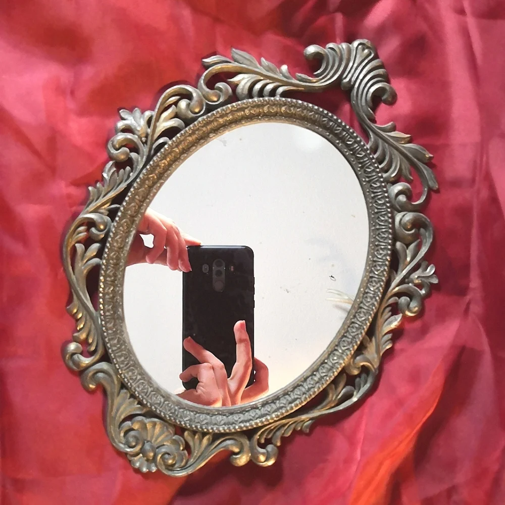 Vintage Oval Ornate Mirror Metal Frame Antique Wall Decoration